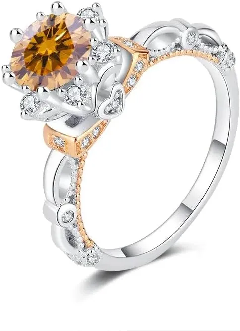Moissanite Engagement Wedding Ring | Lab Grown 1 Carat Diamond & 18k Gold Plated Ring | Moissanite Rings for Women | S925 Sterling Silver Rings | Moissanite Ring | Gold Rings for Women