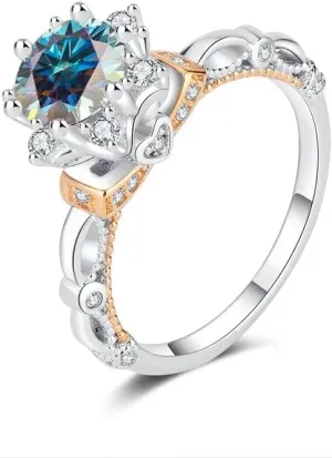 Moissanite Engagement Wedding Ring | Lab Grown 1 Carat Diamond & 18k Gold Plated Ring | Moissanite Rings for Women | S925 Sterling Silver Rings | Moissanite Ring | Gold Rings for Women