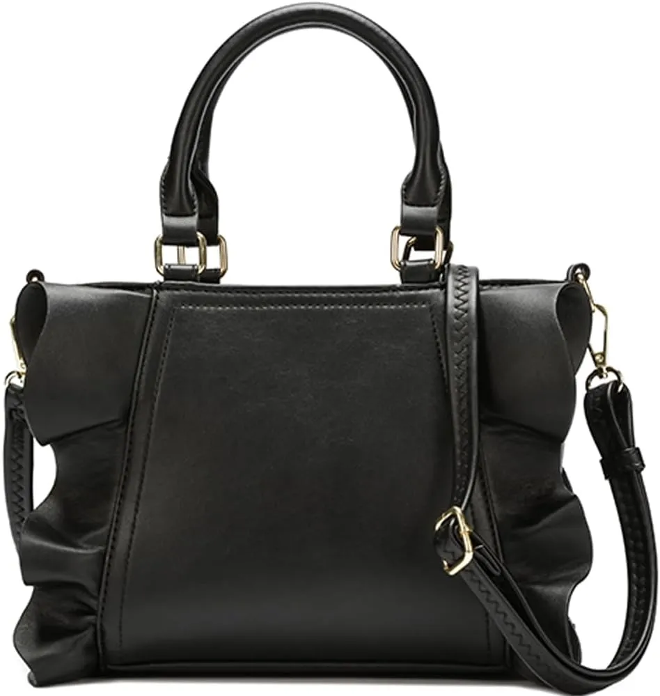 Molodo Handbags for Women Stylish Vegan Leather Satchel Bag Pleated Ruffle Tote Crossbody Bag Purse