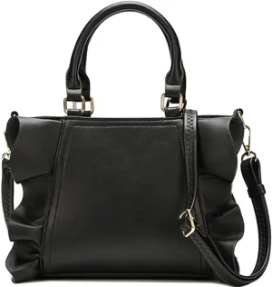 Molodo Handbags for Women Stylish Vegan Leather Satchel Bag Pleated Ruffle Tote Crossbody Bag Purse