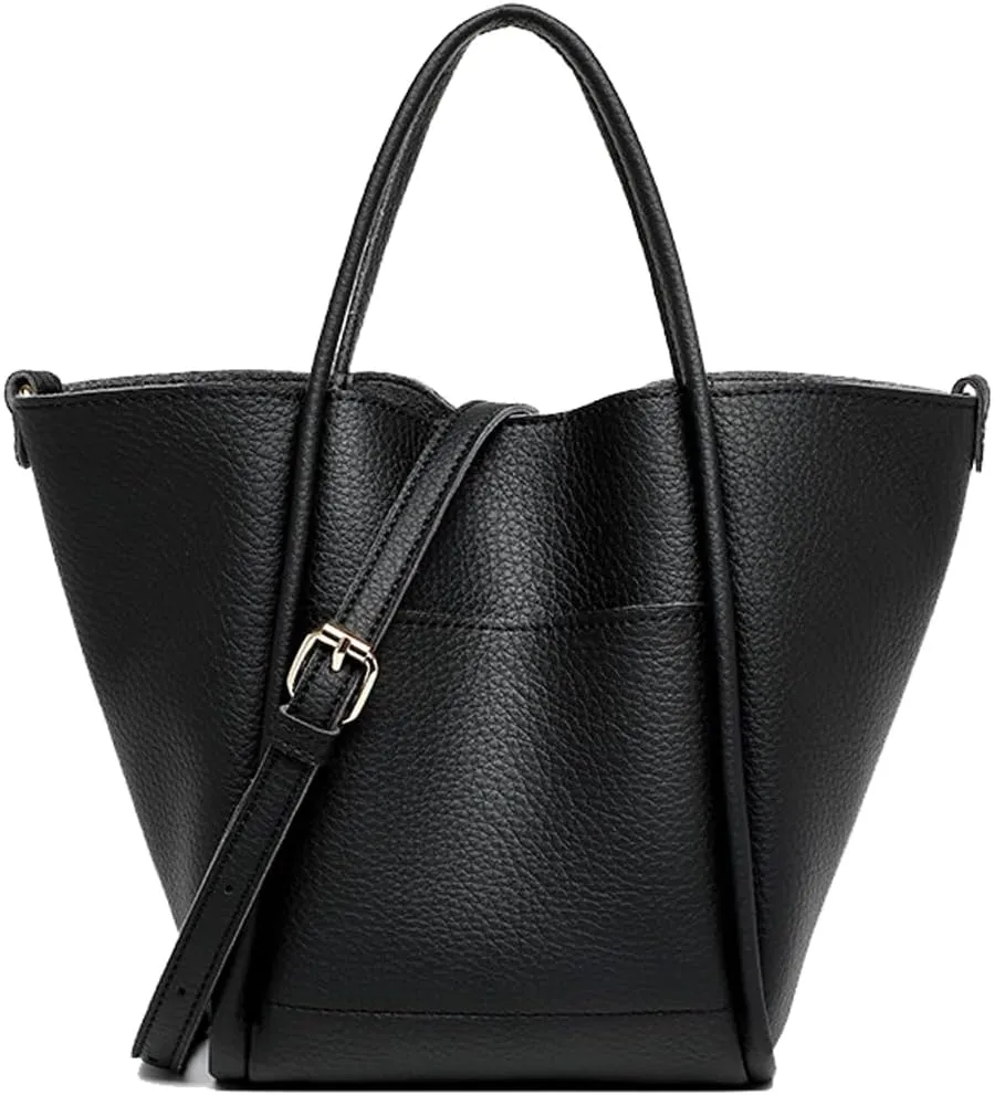 Molodo Handbags for Women Vegan Leather Satchel Bag Stylish Solid Color Shoulder Bucket Bag