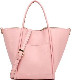 Molodo Handbags for Women Vegan Leather Satchel Bag Stylish Solid Color Shoulder Bucket Bag