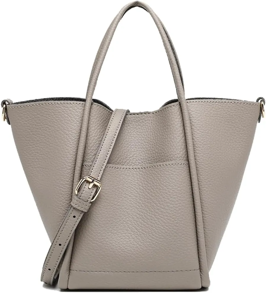 Molodo Handbags for Women Vegan Leather Satchel Bag Stylish Solid Color Shoulder Bucket Bag