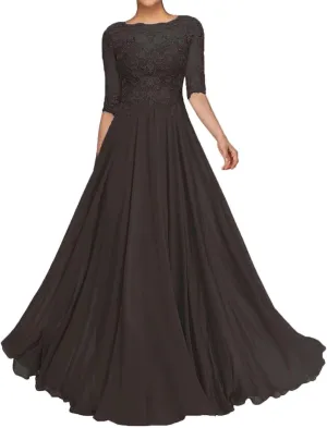 Mother of The Bride Dresses for Women - Lace Long A-Line Mother of The Groom Dresses for Wedding Half Sleeve
