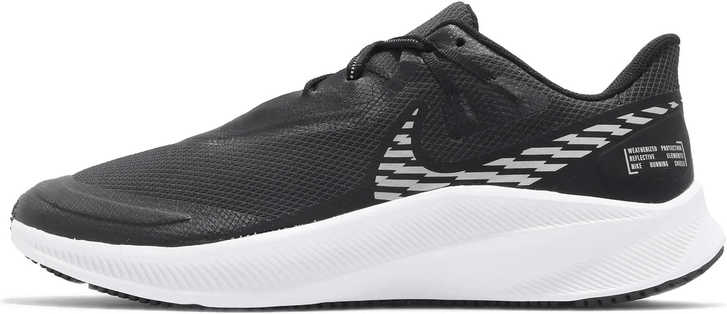 Nike Quest 3 Shield Mens Running Trainers CQ8894 Sneakers Shoes (UK 7.5 US 8.5 EU 42, Black Metallic Silver 001)