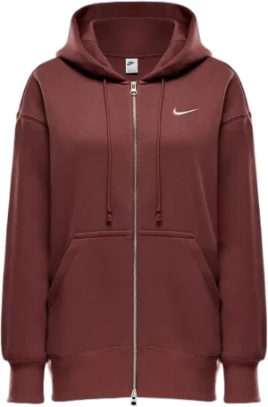 Nike Sportswear Phoenix Fleece Women's Oversized Full-Zip Hoodie (DQ5758-218, Red Sepia/Sail)
