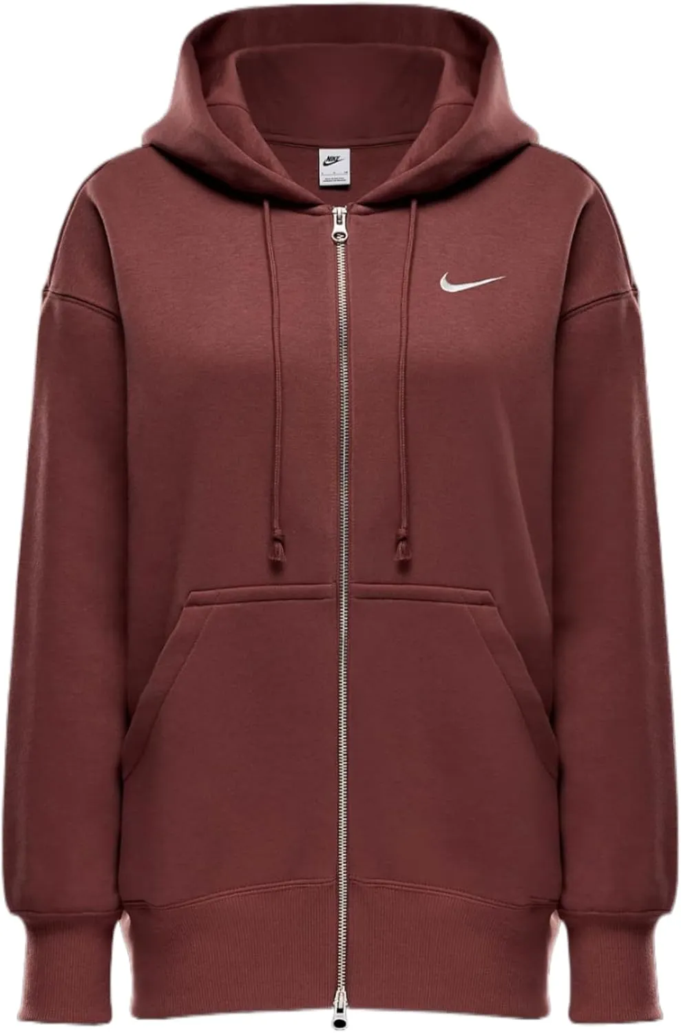 Nike Sportswear Phoenix Fleece Women's Oversized Full-Zip Hoodie (DQ5758-218, Red Sepia/Sail)