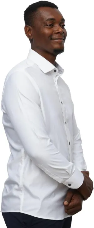 Non-Iron Cotton White Shirt for Men  Twill Weave Semi-Casual Dress Shirt, Wrinkle-Resistant, Comfortable & Stylish