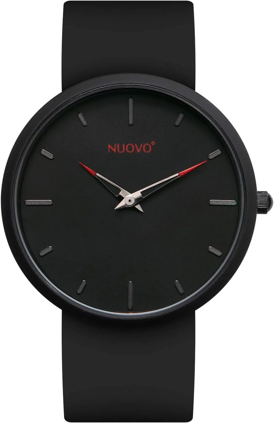 NUOVO Men's Silicone Sports Watch - Red, Black Face, Waterproof