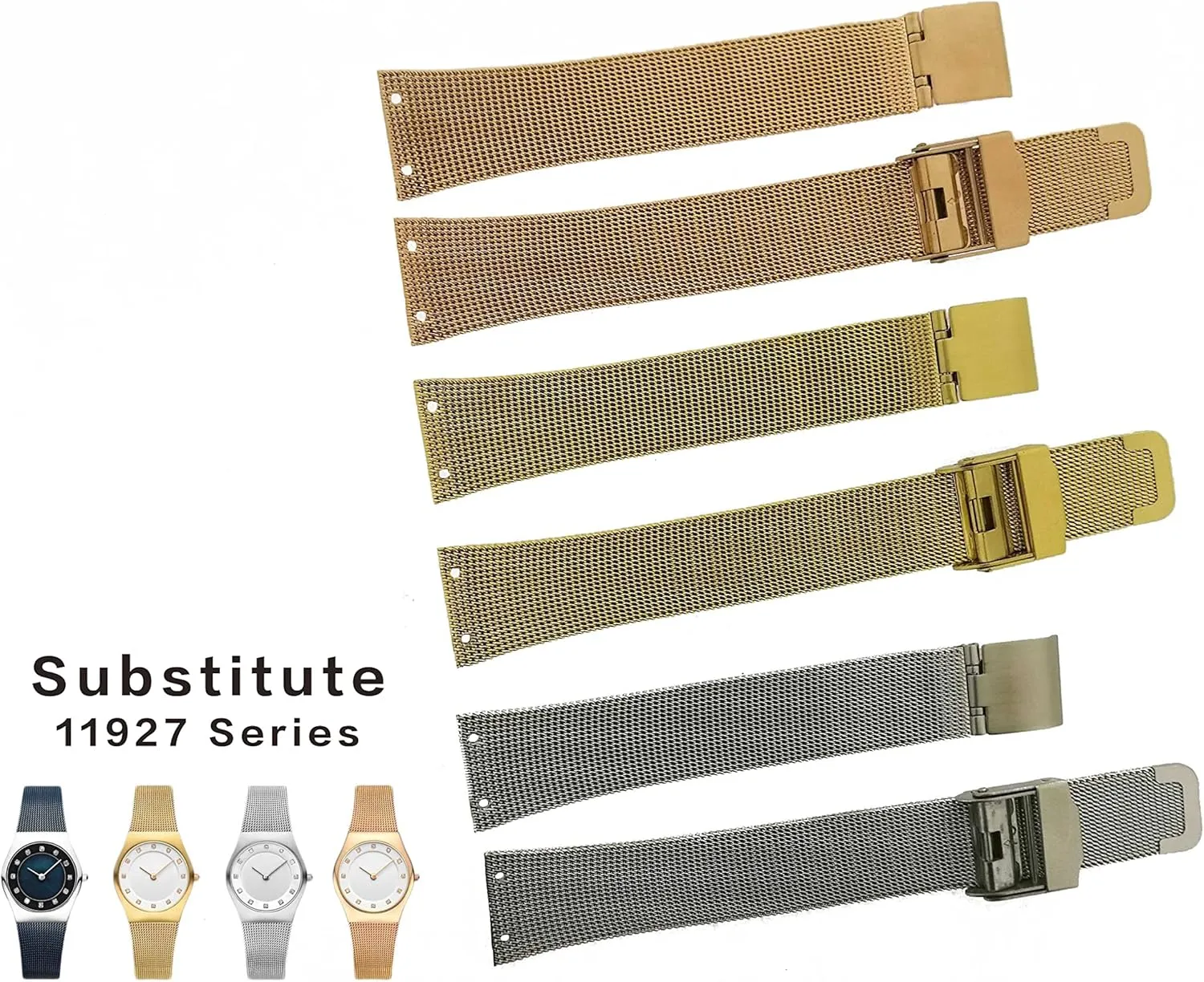 NZZXTO Replacement Watch Band for Bering Unisex Watch with Screw slim strap 18mm-14mm (hole spacing 10MM)