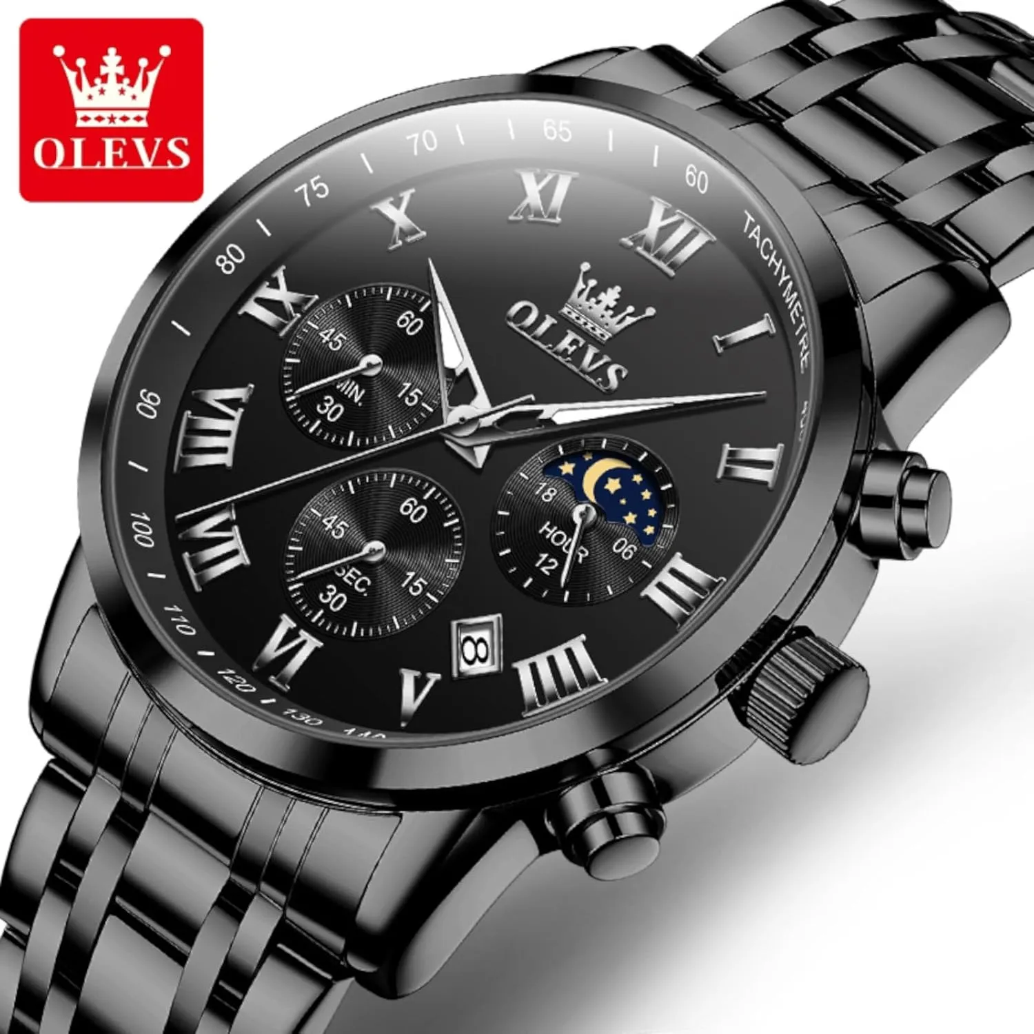 OLEVS Men Multifunction Watch, Multi Dial Waterproof Luminous Chronograph Men's Watch with Date Gift for Men,Stainless Steel Watches for Men,Classic Men Wrist Watch
