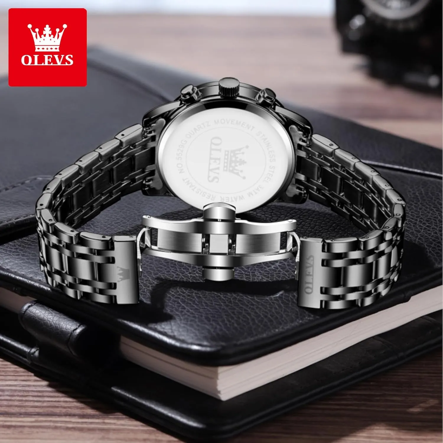 OLEVS Men Multifunction Watch, Multi Dial Waterproof Luminous Chronograph Men's Watch with Date Gift for Men,Stainless Steel Watches for Men,Classic Men Wrist Watch