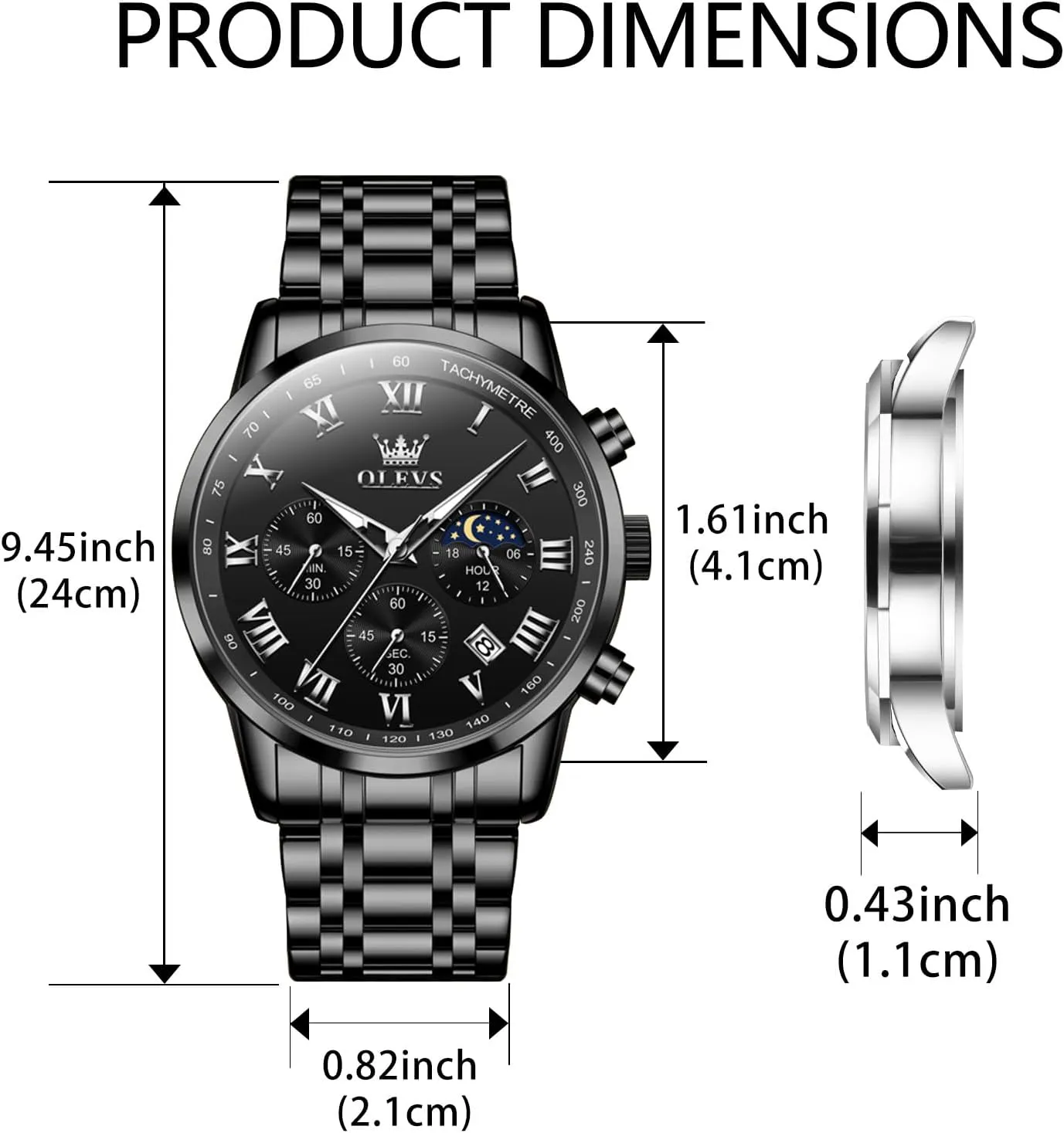 OLEVS Men Multifunction Watch, Multi Dial Waterproof Luminous Chronograph Men's Watch with Date Gift for Men,Stainless Steel Watches for Men,Classic Men Wrist Watch