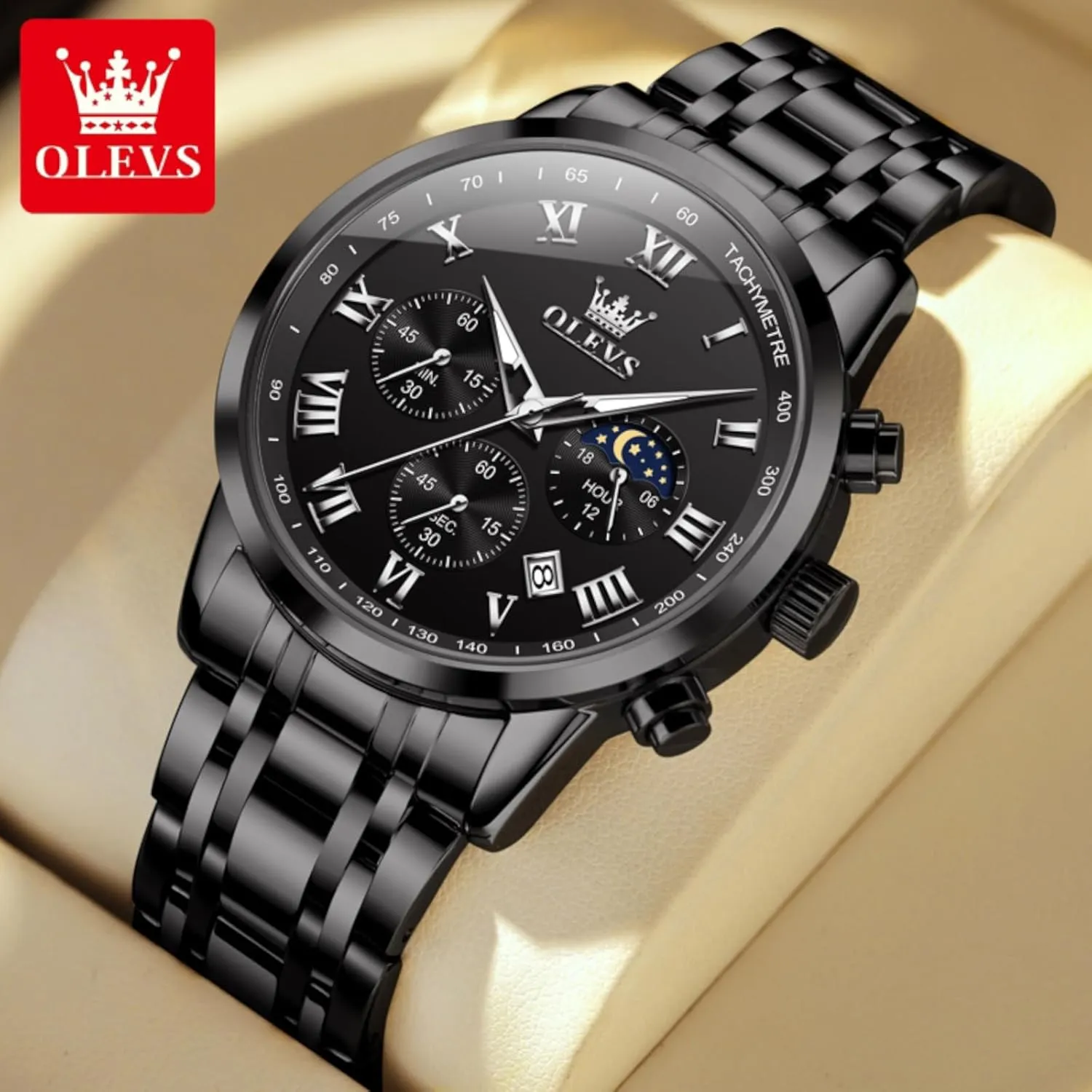 OLEVS Men Multifunction Watch, Multi Dial Waterproof Luminous Chronograph Men's Watch with Date Gift for Men,Stainless Steel Watches for Men,Classic Men Wrist Watch