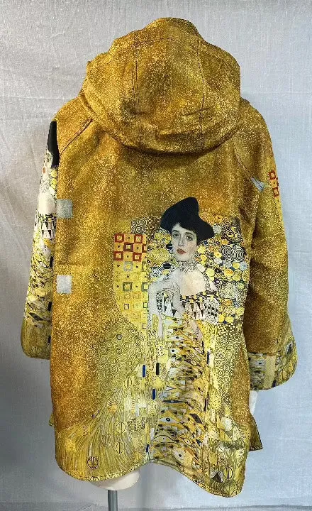 Oopéra Women's Reversible Fashionable Rain Coat Gustav Klimt "Lady in Gold"
