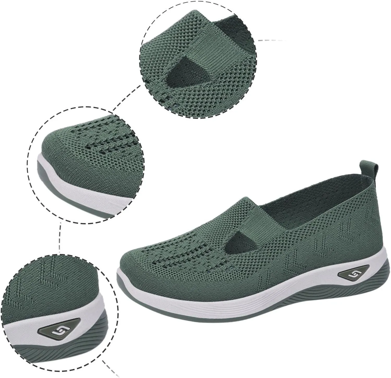 Orthopedic Shoes for Women with Arch Support Non-Slip Sneakers Slip On Wide Width Shoes Breathable Walking Shoes