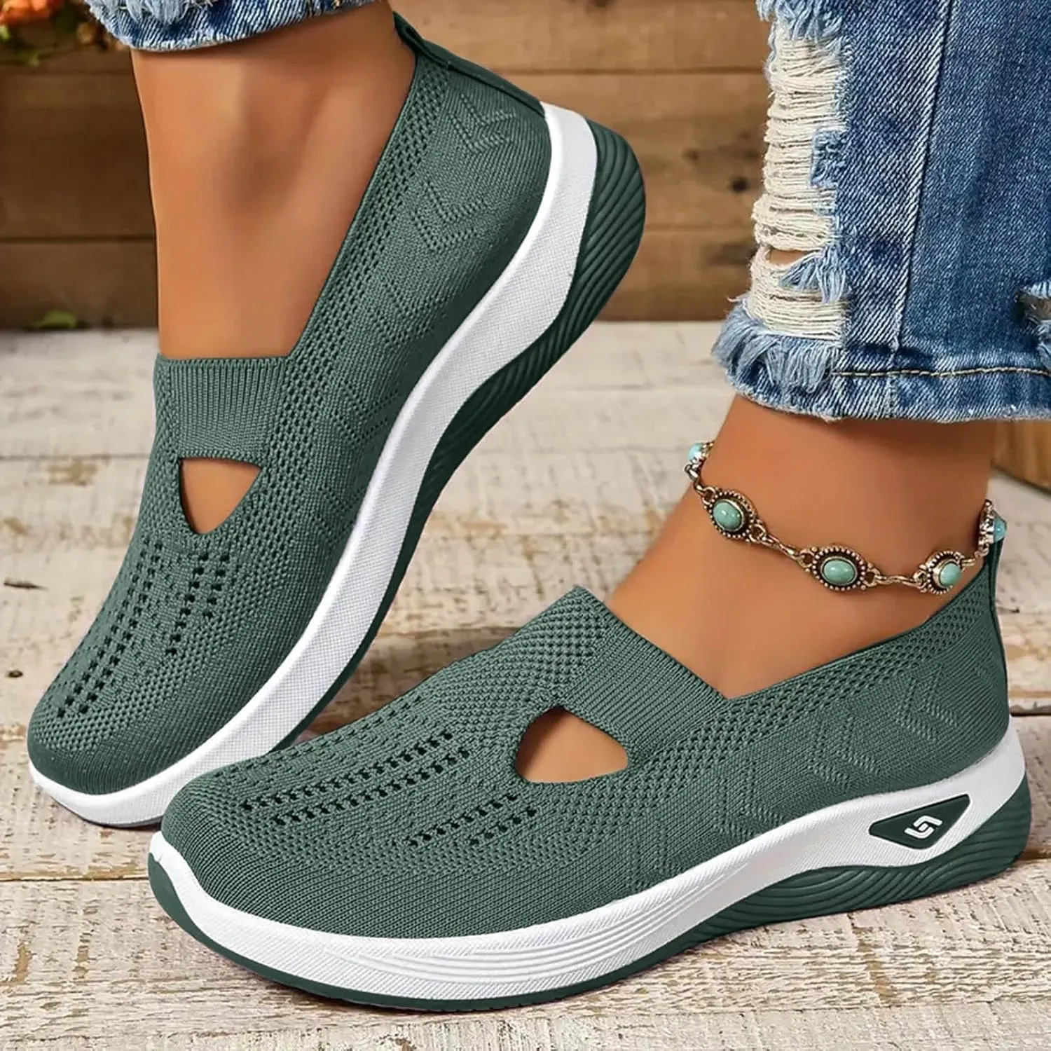 Orthopedic Shoes for Women with Arch Support Non-Slip Sneakers Slip On Wide Width Shoes Breathable Walking Shoes