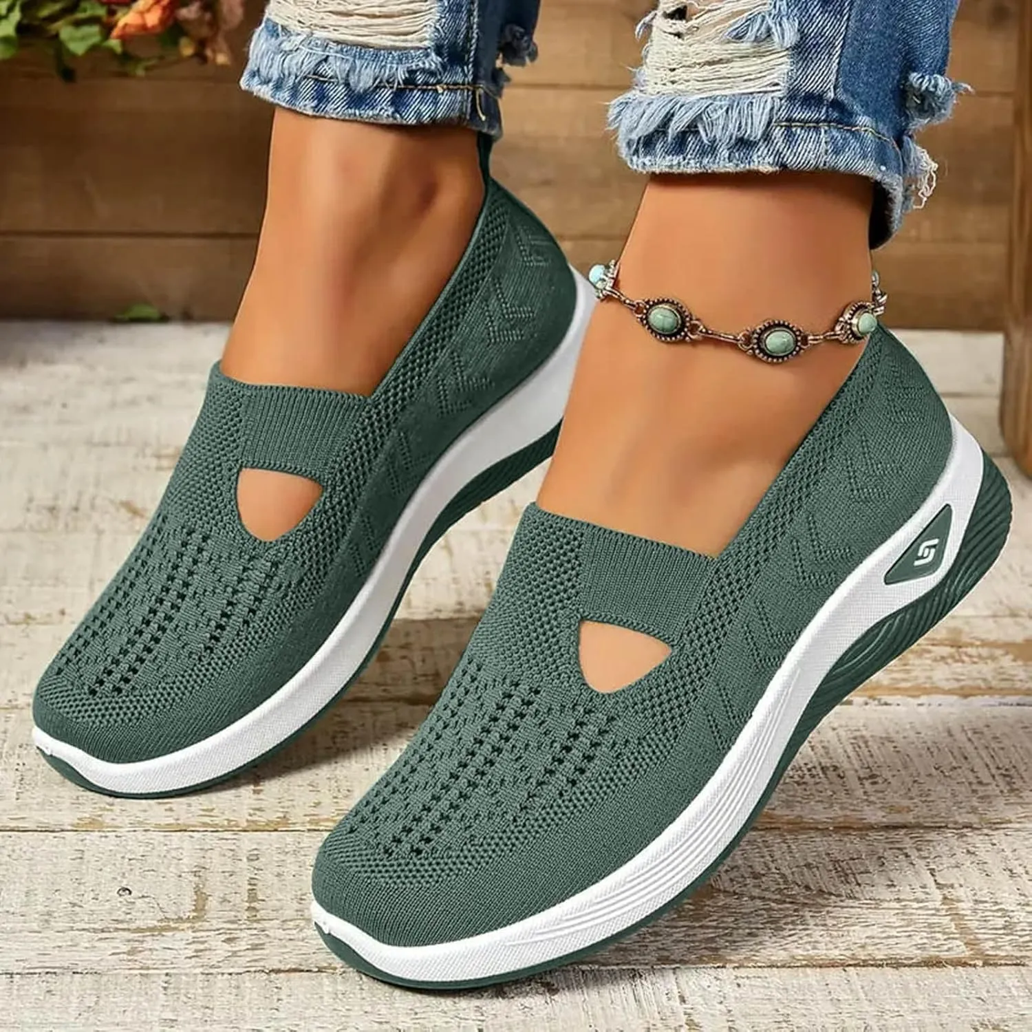 Orthopedic Shoes for Women with Arch Support Non-Slip Sneakers Slip On Wide Width Shoes Breathable Walking Shoes