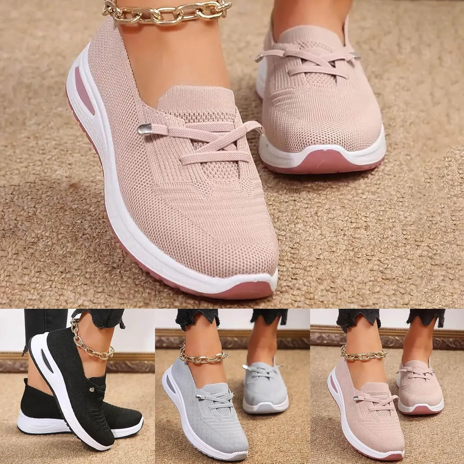 Orthopedic Shoes for Women with Arch Support Walking Shoes Breathable Non-Slip Sneakers Slip On Wide Width Shoes