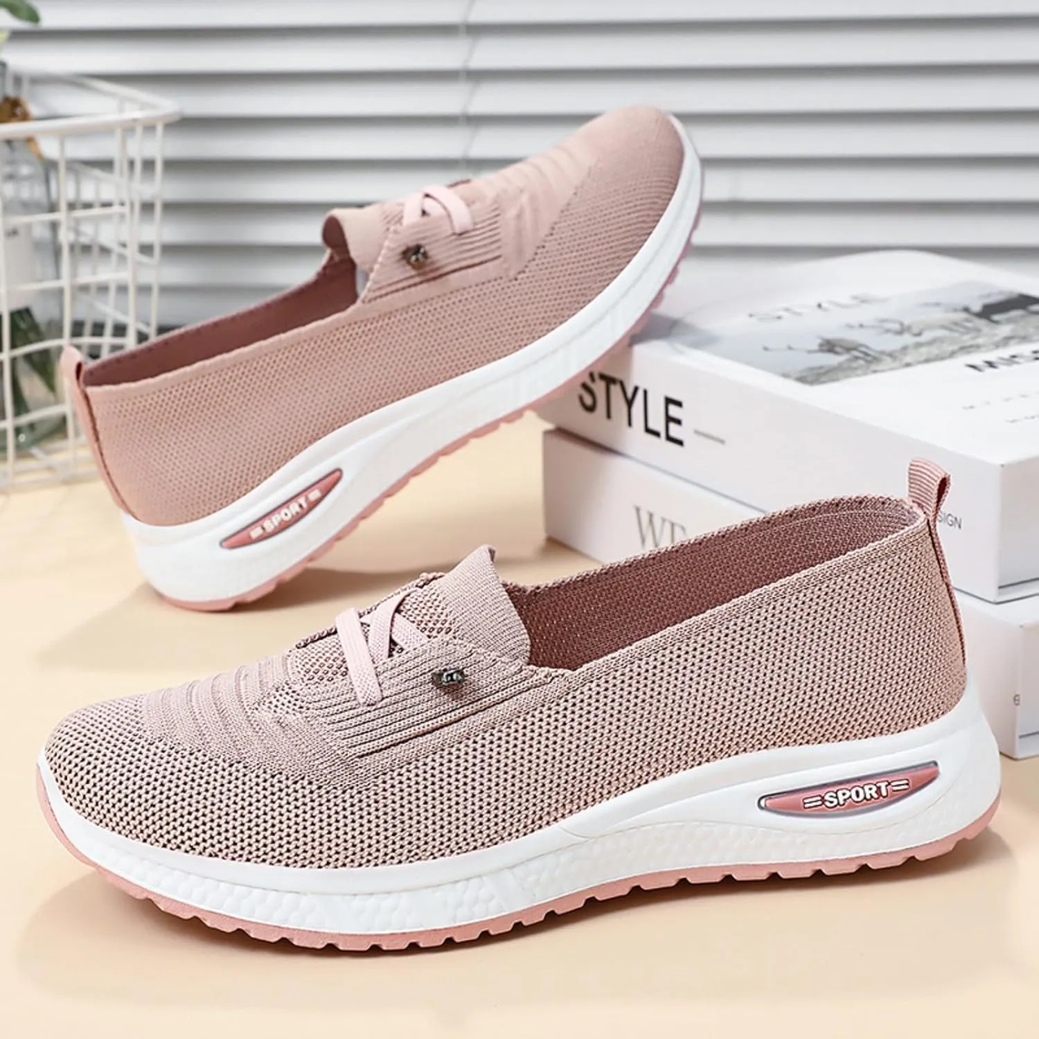 Orthopedic Shoes for Women, Womens Slip On Walking Sneakers Comfortable Mesh Non-Slip Shoes Breathable Tennis Shoes