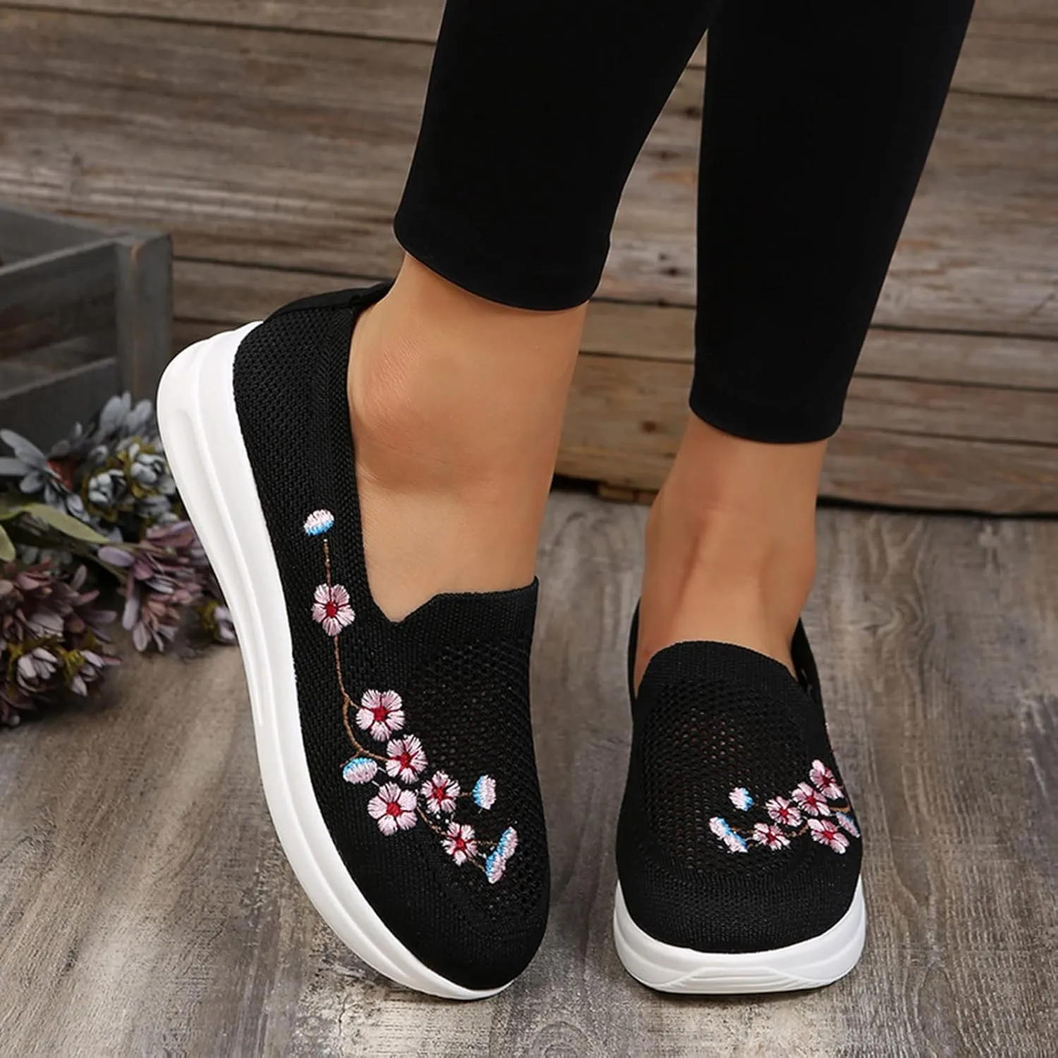 Orthopedic Sneakers for Women Slip On Walking Shoes with Arch Support Comfortable Casual Loafers Plantar Fasciitis Relief Foot Pain Diabetic Swollen Feet