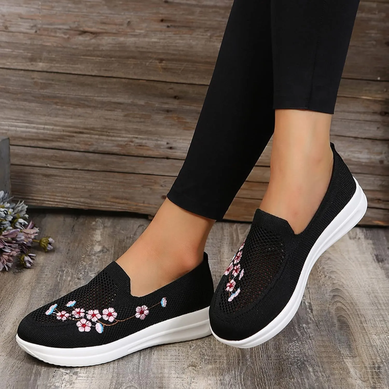 Orthopedic Sneakers for Women Slip On Walking Shoes with Arch Support Comfortable Casual Loafers Plantar Fasciitis Relief Foot Pain Diabetic Swollen Feet