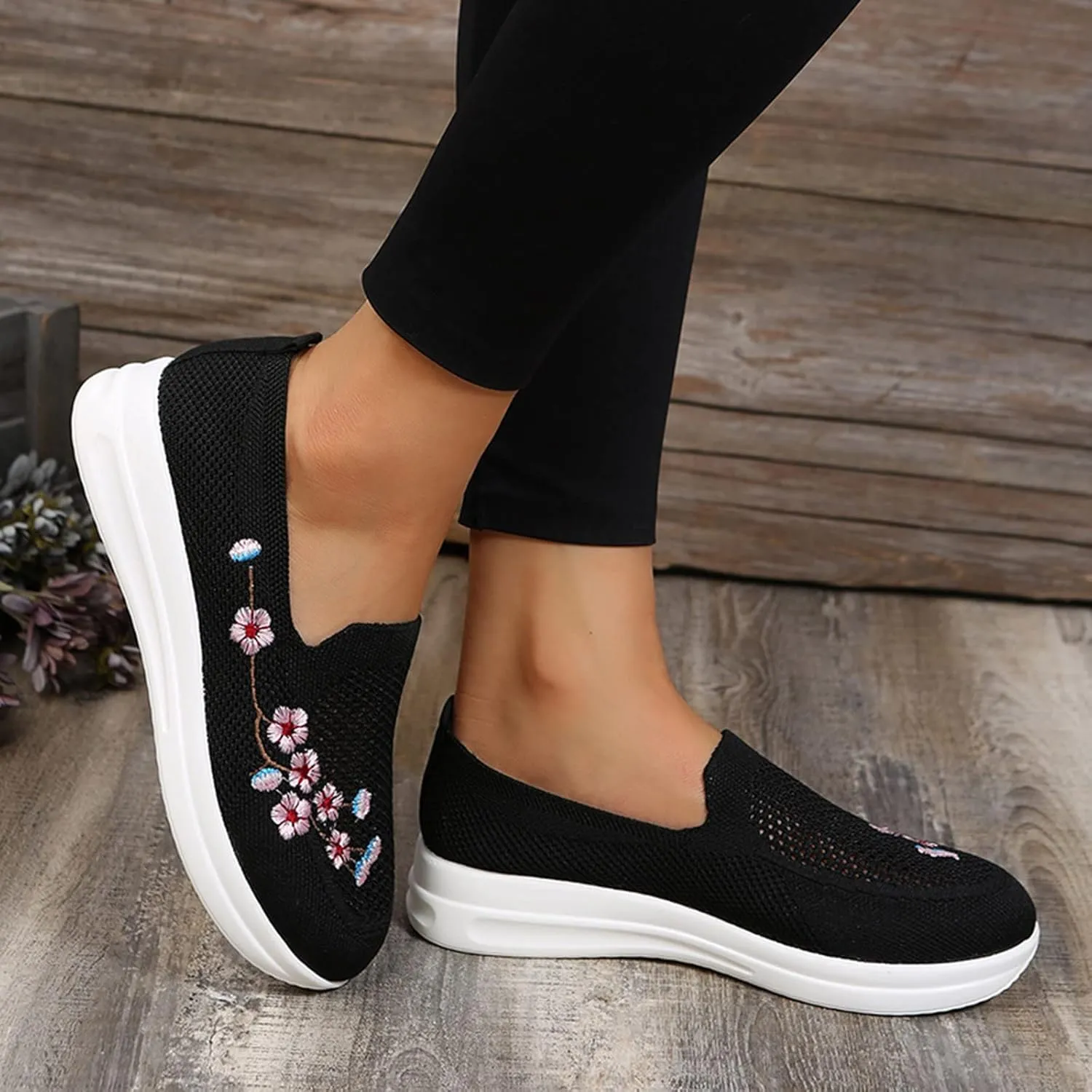 Orthopedic Sneakers for Women Slip On Walking Shoes with Arch Support Comfortable Casual Loafers Plantar Fasciitis Relief Foot Pain Diabetic Swollen Feet