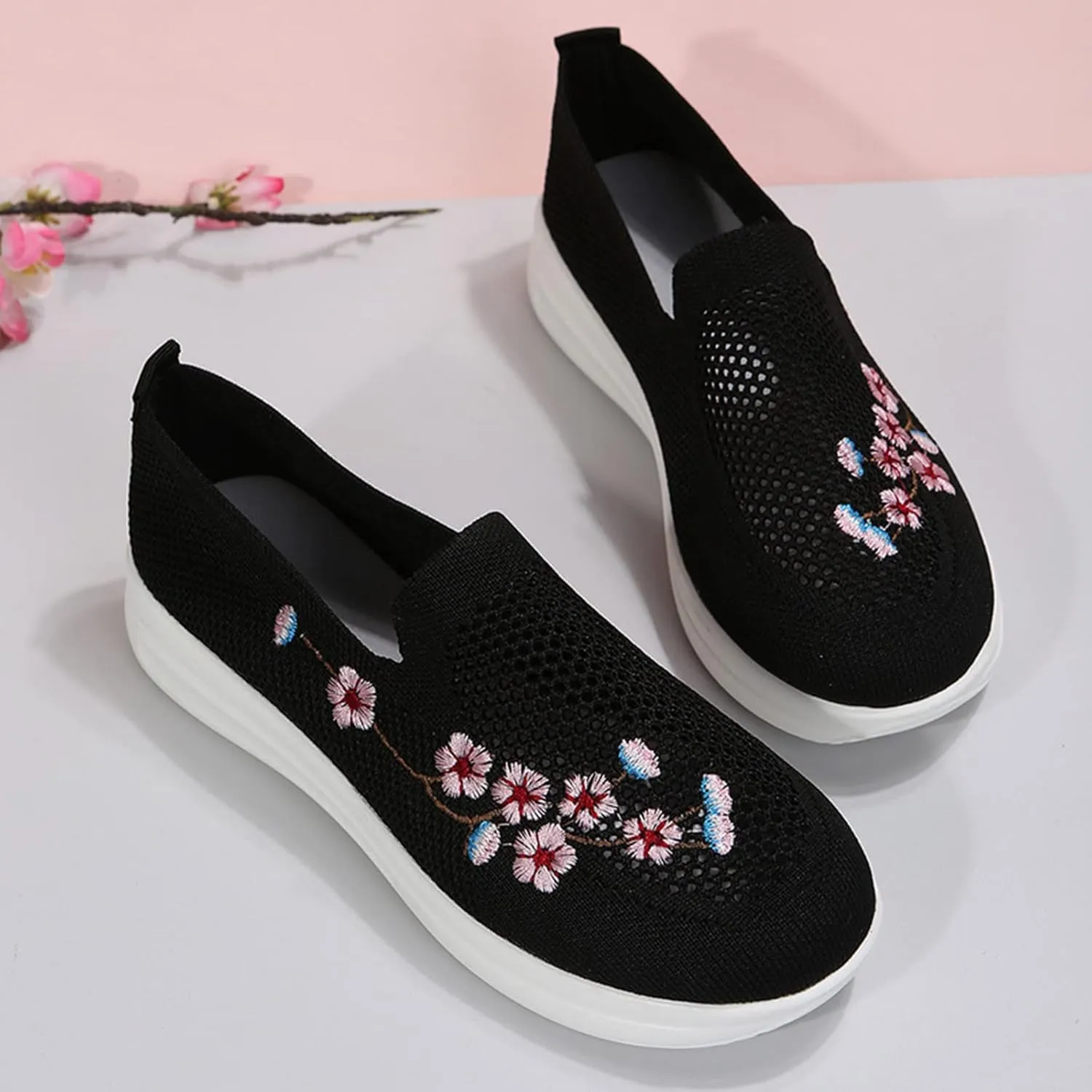 Orthopedic Sneakers for Women Slip On Walking Shoes with Arch Support Comfortable Casual Loafers Plantar Fasciitis Relief Foot Pain Diabetic Swollen Feet