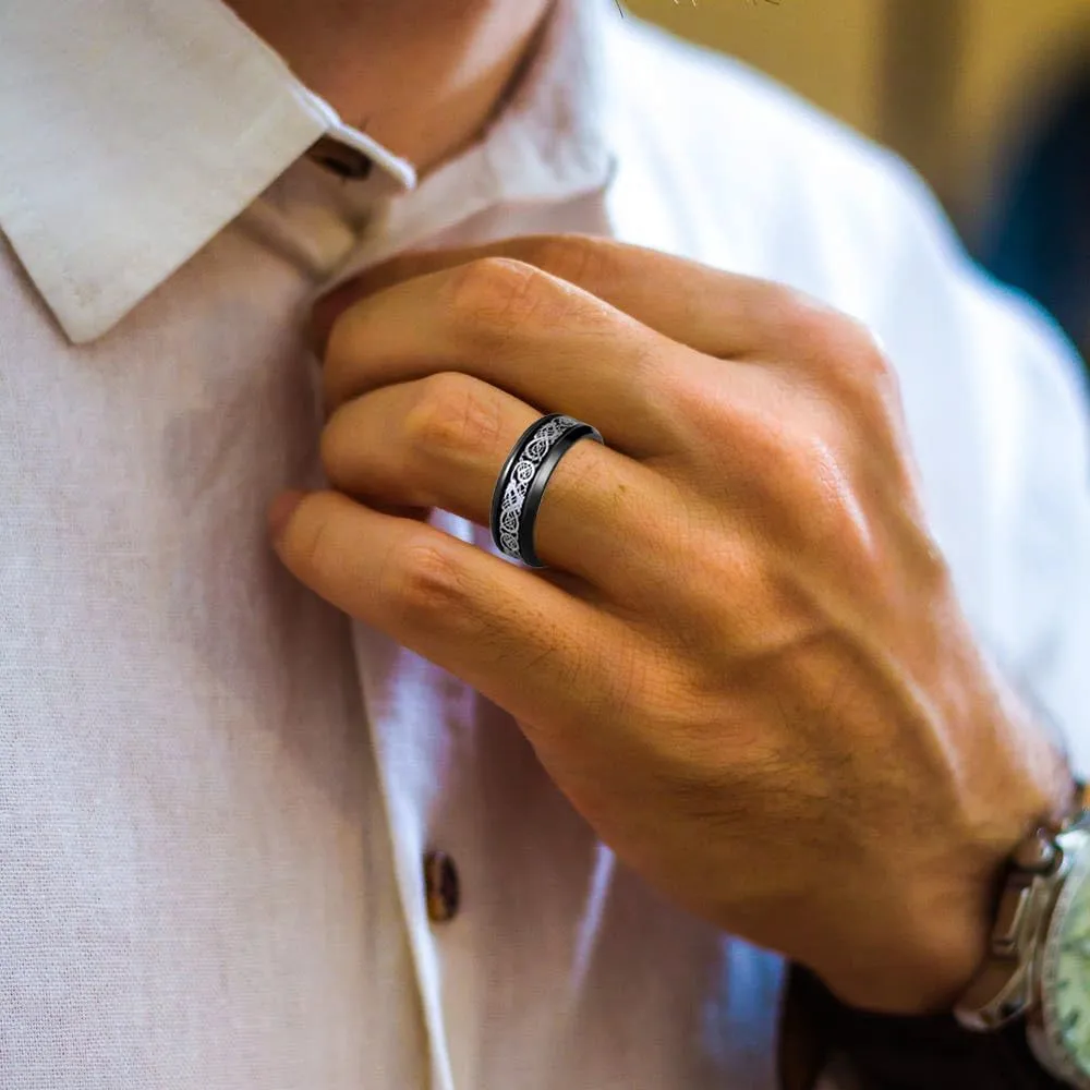 Ouryet Personalized Couple Matching Rings Set Stainless Steel Engraved Names Promise Rings for him and her black Matching Wedding Bands for Couples His and Her Engagement Rings,Size 5-13