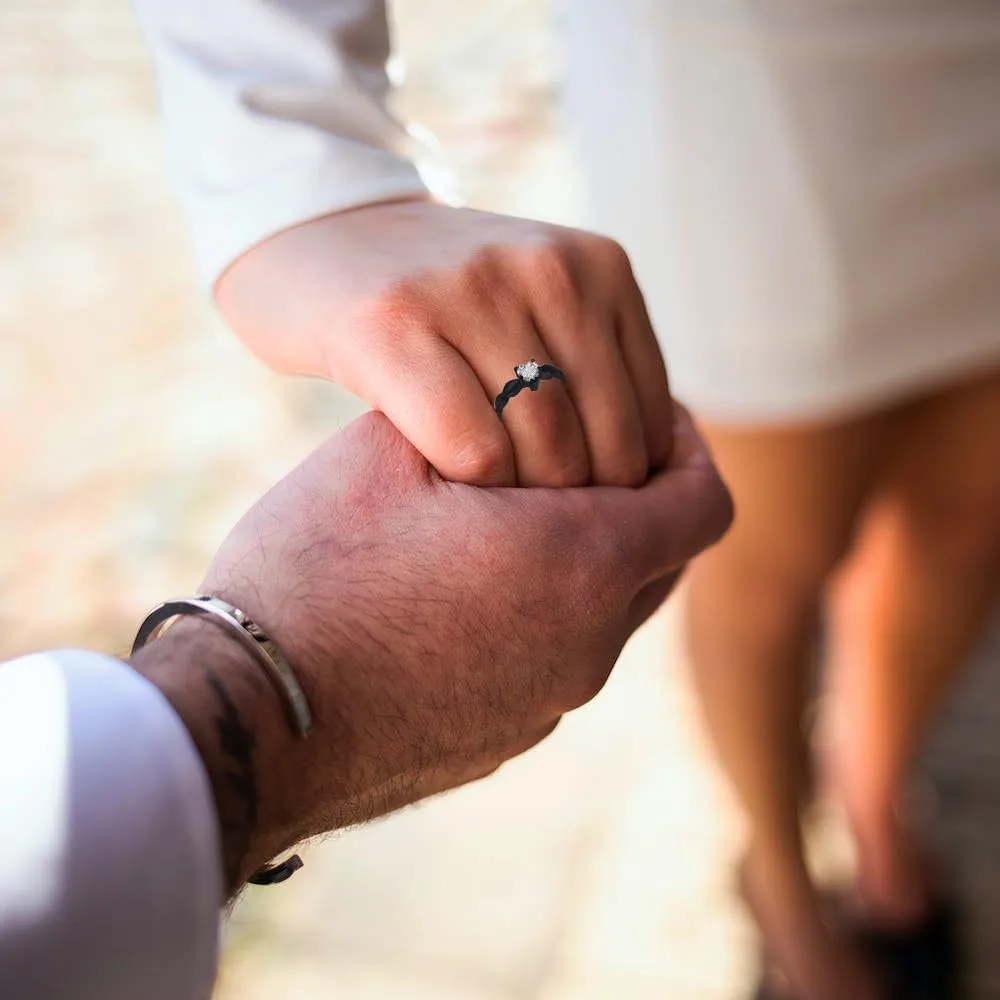 Ouryet Personalized Couple Matching Rings Set Stainless Steel Engraved Names Promise Rings for him and her black Matching Wedding Bands for Couples His and Her Engagement Rings,Size 5-13