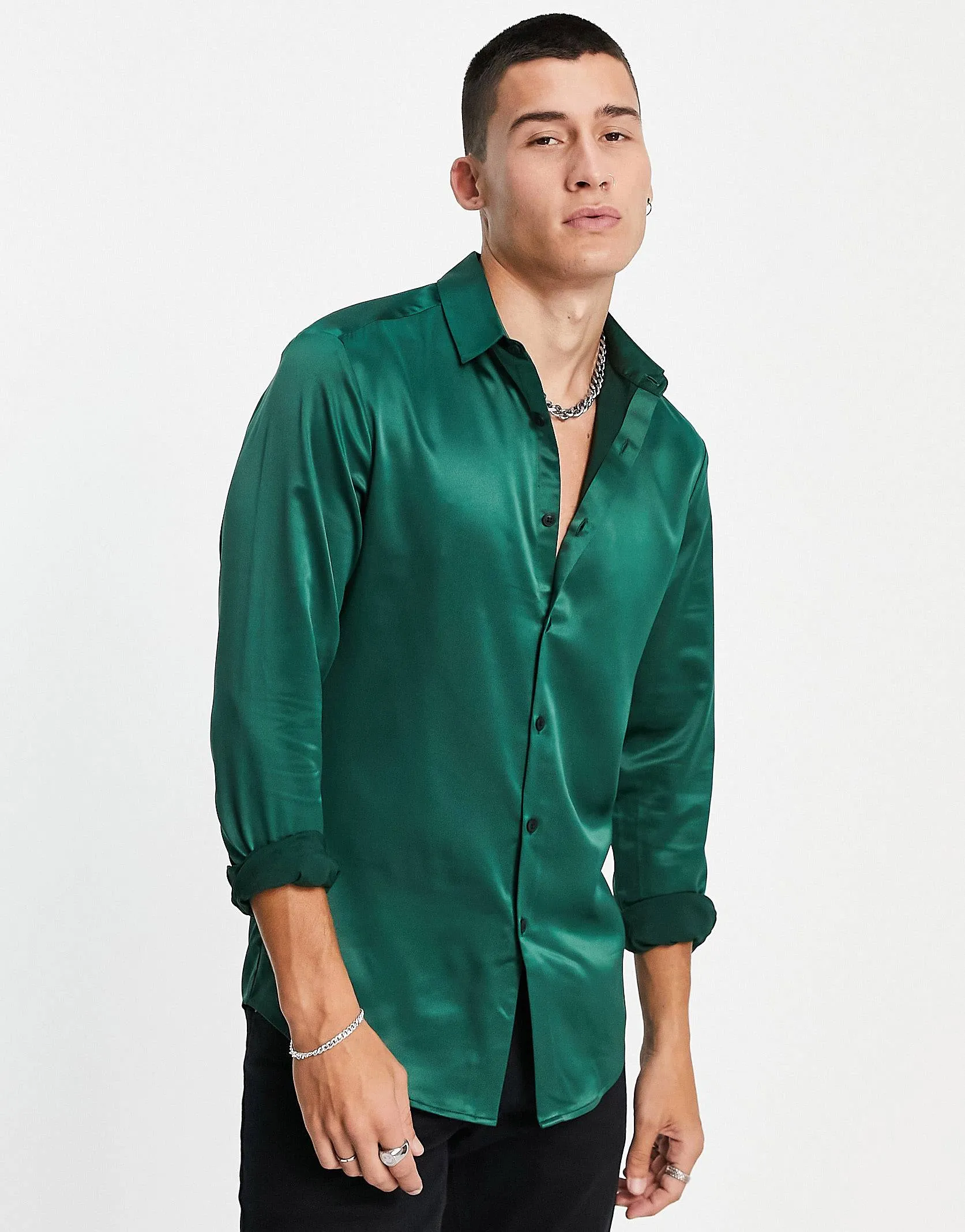 Party Button Up Satin Shirt