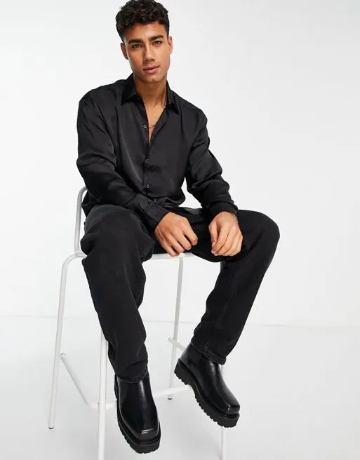 Party Button Up Satin Shirt
