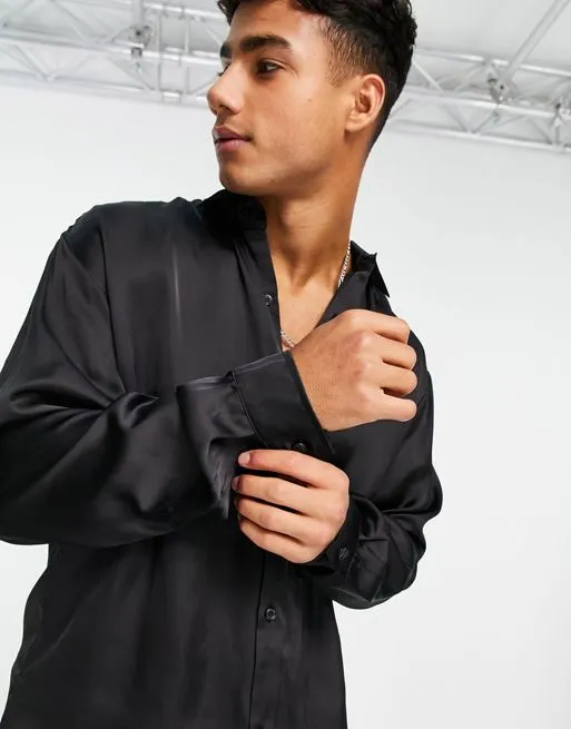 Party Button Up Satin Shirt