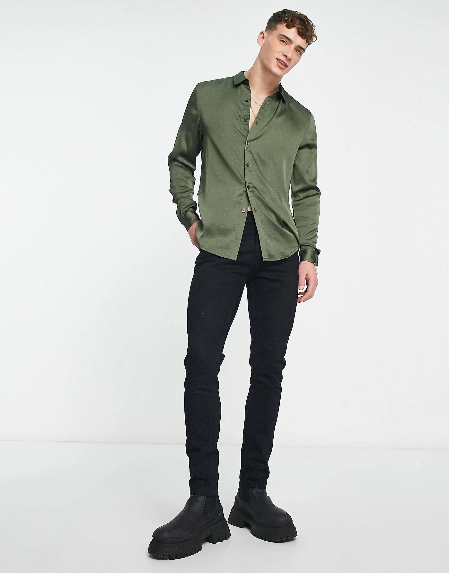 Party Button Up Satin Shirt