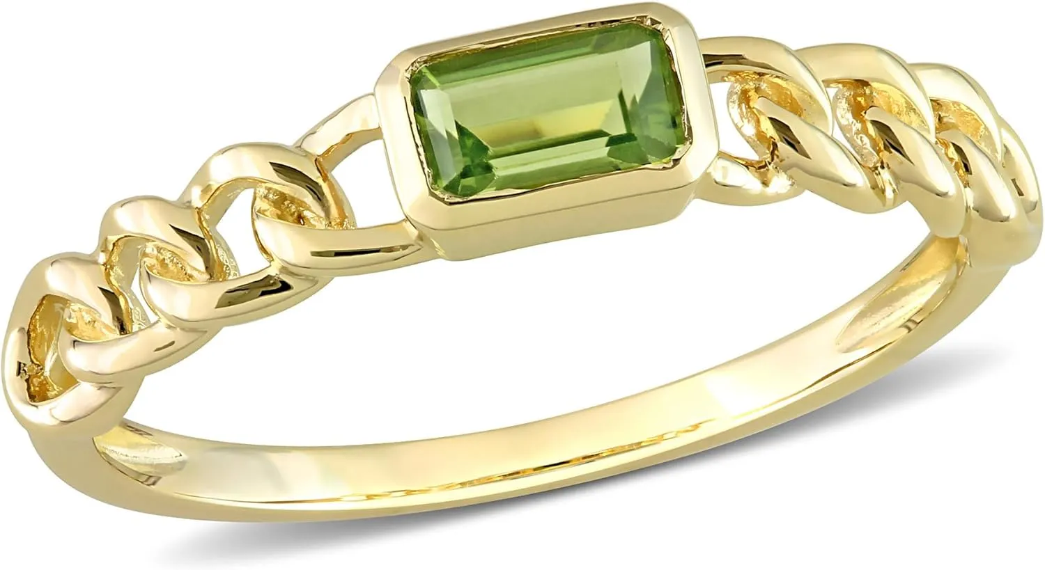 Peridot Yellow Gold Chain Link Stackable Ring | Size 5.5