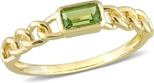 Peridot Yellow Gold Chain Link Stackable Ring | Size 9.5