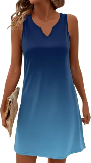 Plus Size Sleeveless Trendy Sundress Ladies Summer Fitness V Neck Comfortable Dresses for Women Loose Fitting