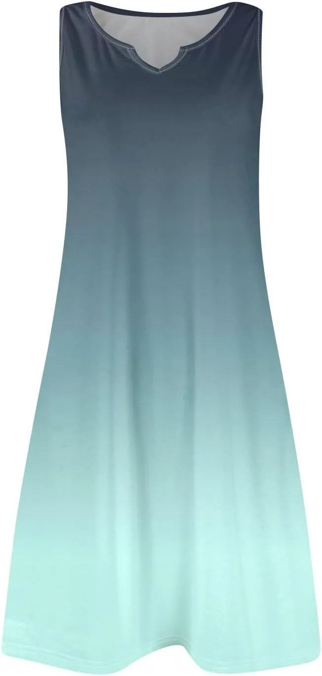 Plus Size Sleeveless Trendy Sundress Ladies Summer Fitness V Neck Comfortable Dresses for Women Loose Fitting