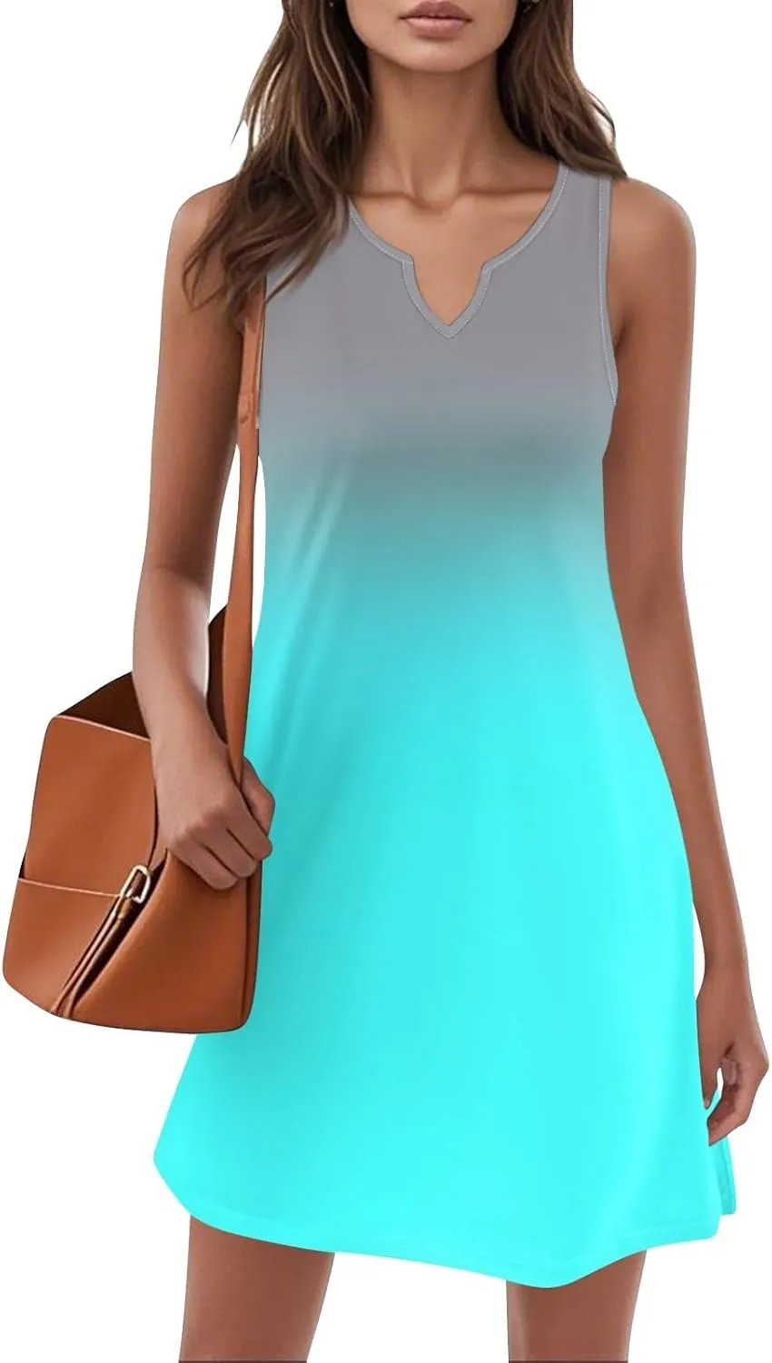 Plus Size Sleeveless Trendy Sundress Ladies Summer Fitness V Neck Comfortable Dresses for Women Loose Fitting