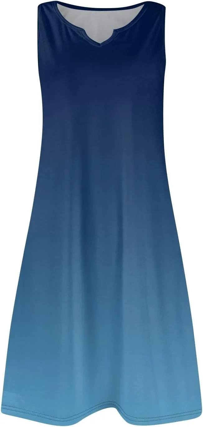 Plus Size Sleeveless Trendy Sundress Ladies Summer Fitness V Neck Comfortable Dresses for Women Loose Fitting