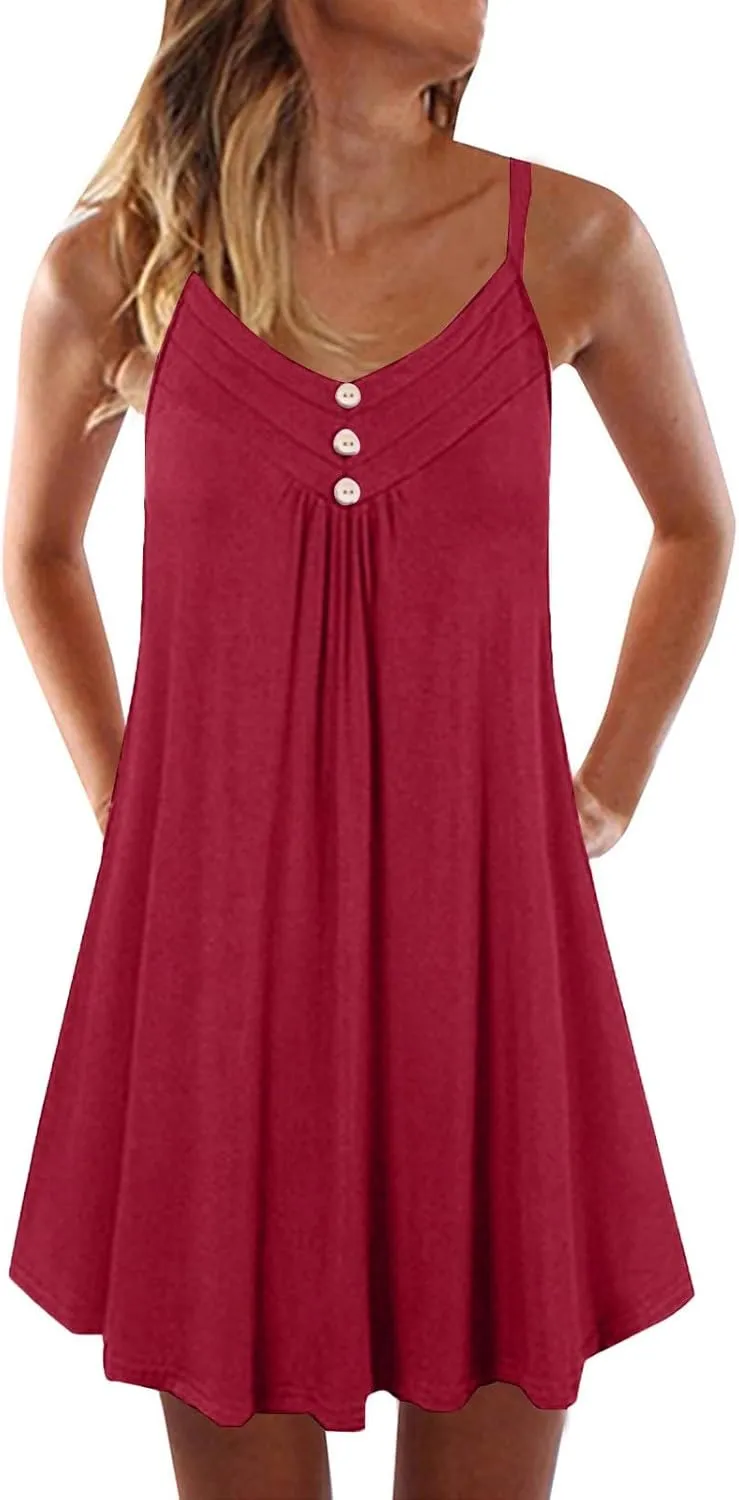 Pop Plus Size Sleeveless Sundress Ladies Swim Summer Boyfriend Crewneck Dress Women's Coloured Comfortable