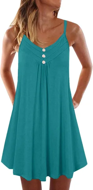 Pop Plus Size Sleeveless Sundress Ladies Swim Summer Boyfriend Crewneck Dress Women's Coloured Comfortable