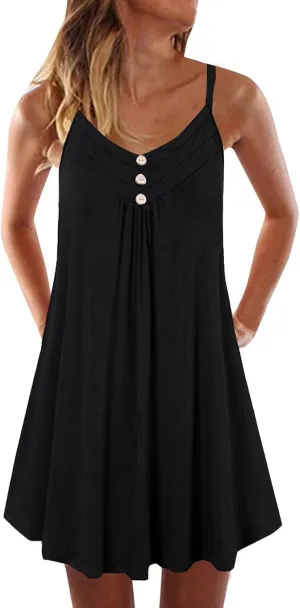Pop Plus Size Sleeveless Sundress Ladies Swim Summer Boyfriend Crewneck Dress Women's Coloured Comfortable