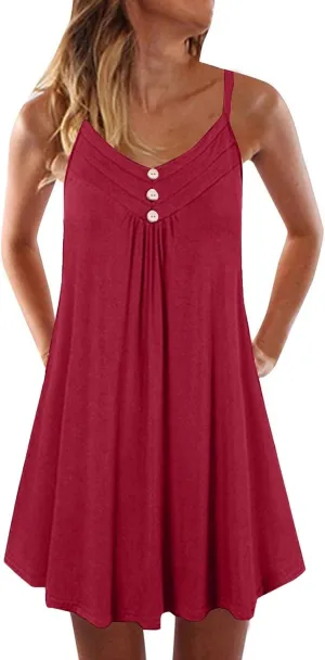 Pop Plus Size Sleeveless Sundress Ladies Swim Summer Boyfriend Crewneck Dress Women's Coloured Comfortable