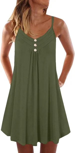 Pop Plus Size Sleeveless Sundress Ladies Swim Summer Boyfriend Crewneck Dress Women's Coloured Comfortable