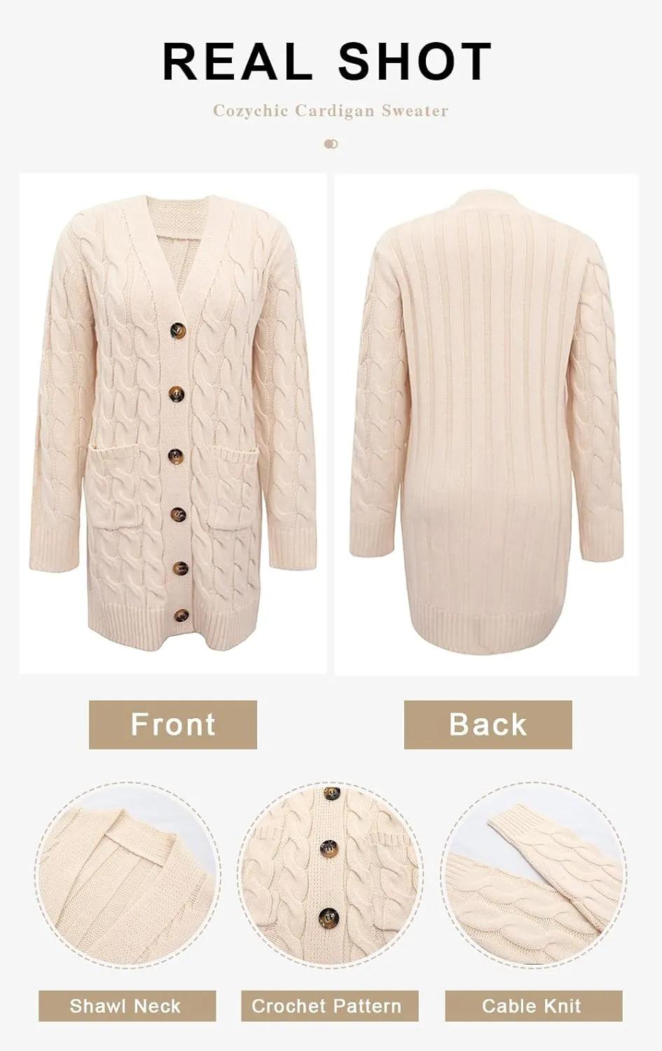 PRETTYGARDEN Long Sleeve Cable Knit Long Cardigan for Women 2025 Fall Winter Chunky Open Front Button Sweaters with Pockets