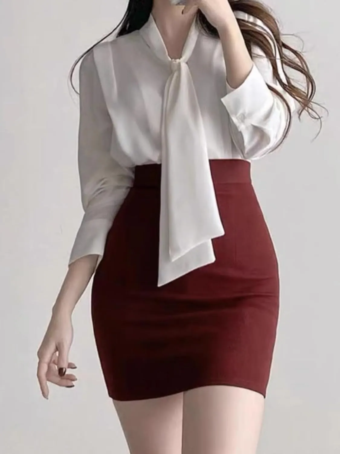 Professional Short Skirt Spring and Summer Slim High-Waisted Work Half Skirt Female