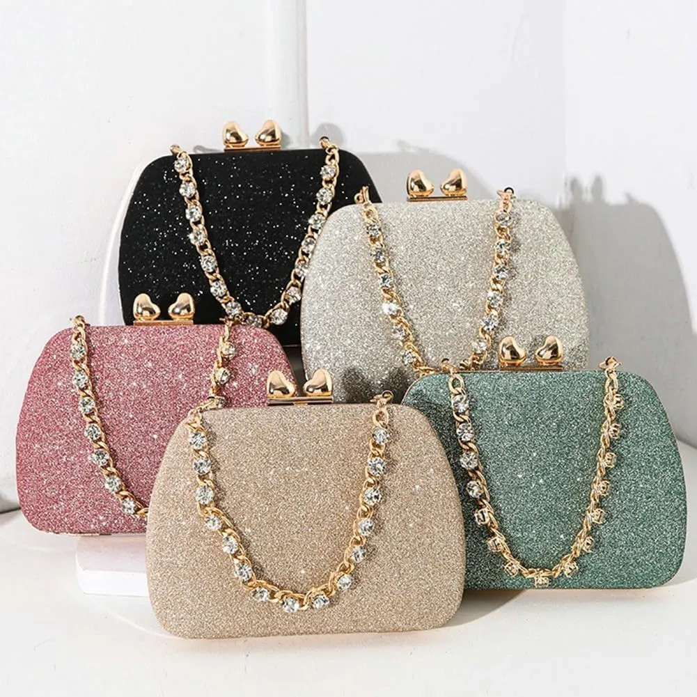 Quilted Clutch Purses for Women Glitter Evening Handbag Wedding Party Ladies Crossbody Square Box Bag 2025