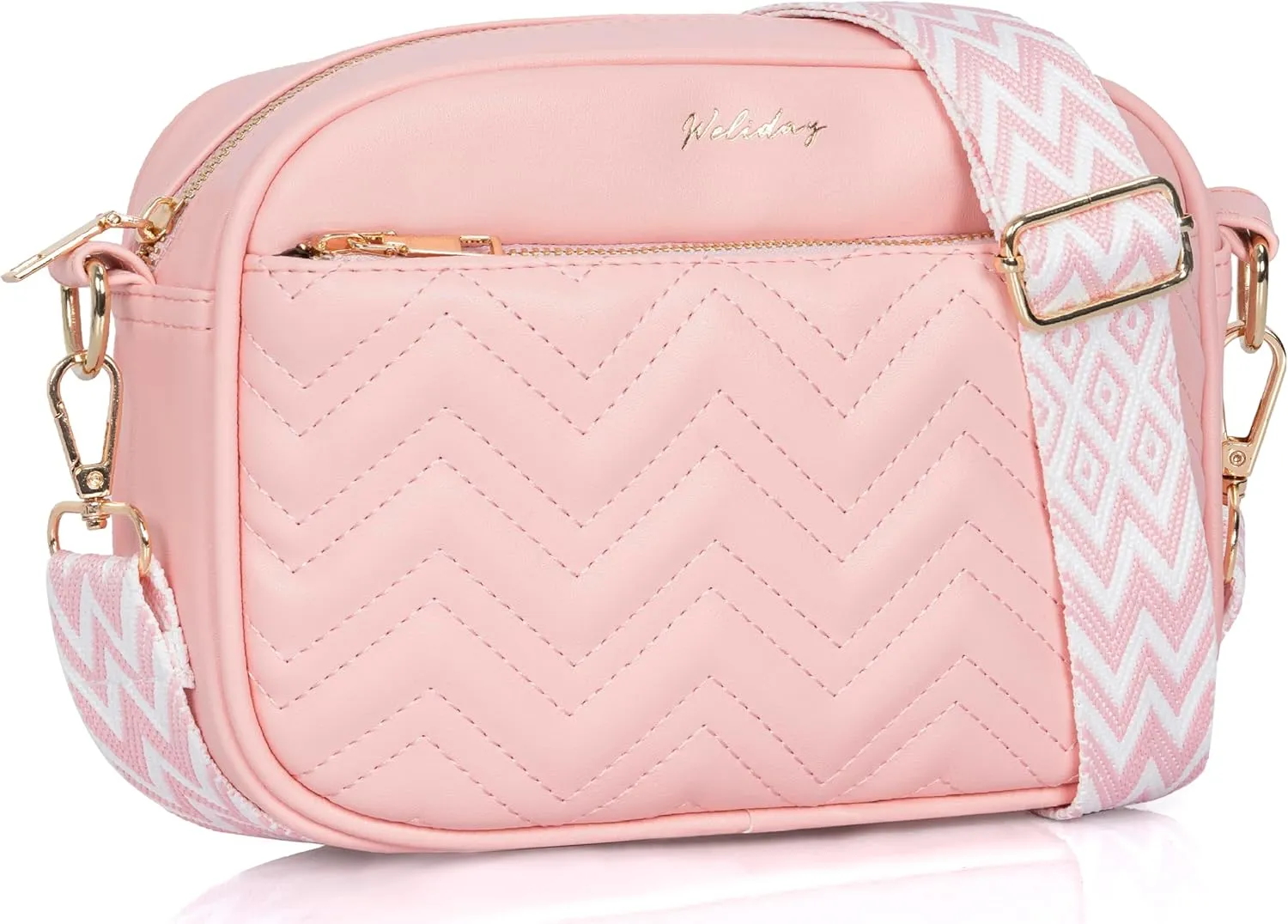 Quilted Crossbody Bags for Women Vegan Leather Shoulder Handbags Purses for Women with Adjustable Wide Strap