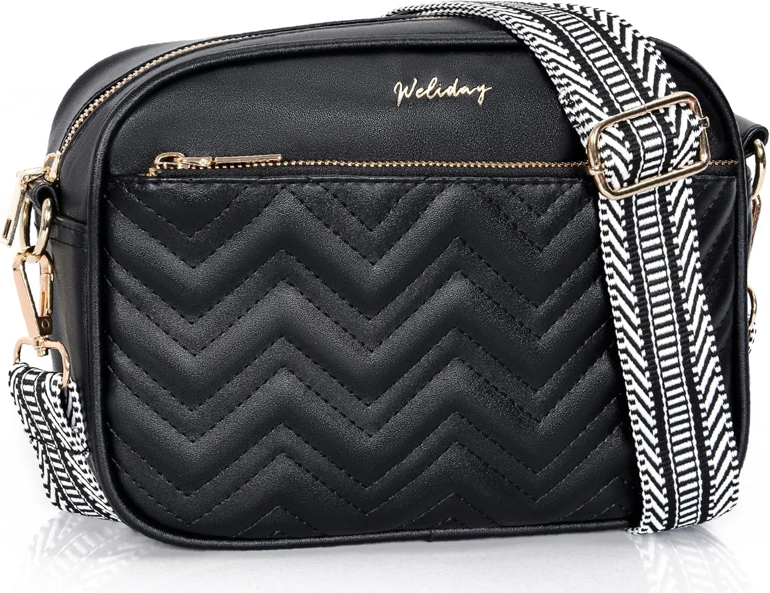 Quilted Crossbody Bags for Women Vegan Leather Shoulder Handbags Purses for Women with Adjustable Wide Strap